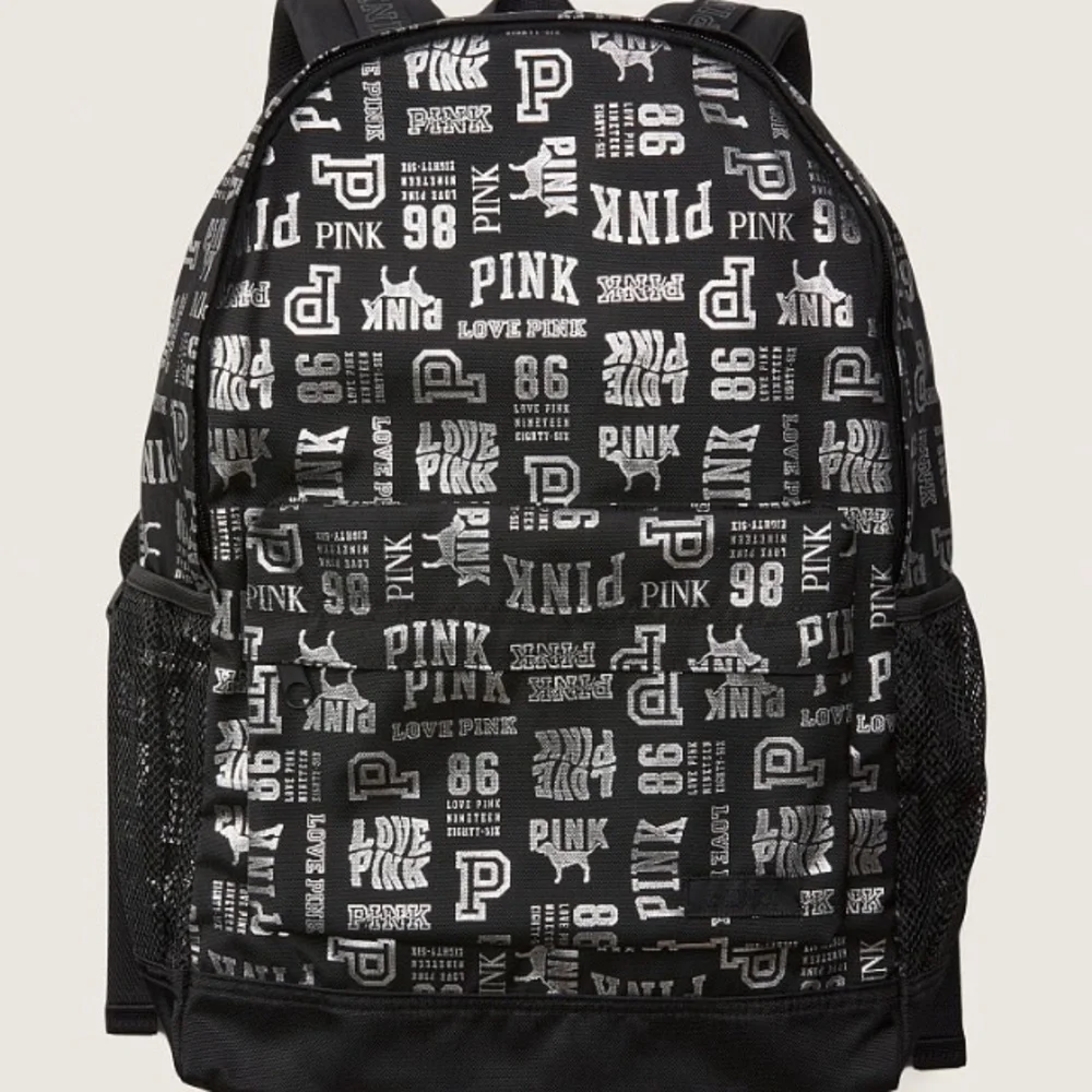 VS VICTORIAS SECRET PINK CLASSIC BACKPACK TOTE TRAVEL BAG PURE BLACK MIXED LOGO
